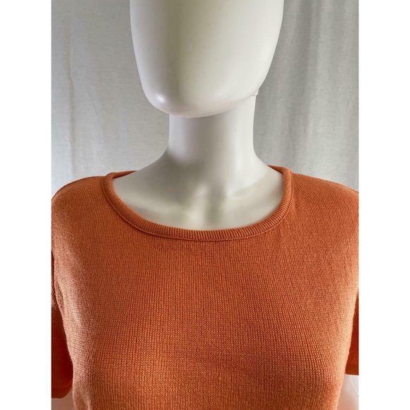 American Collection Women's T-Shirt Basic Solid Orange Short Sleeves Crew Neck - Picture 2 of 9